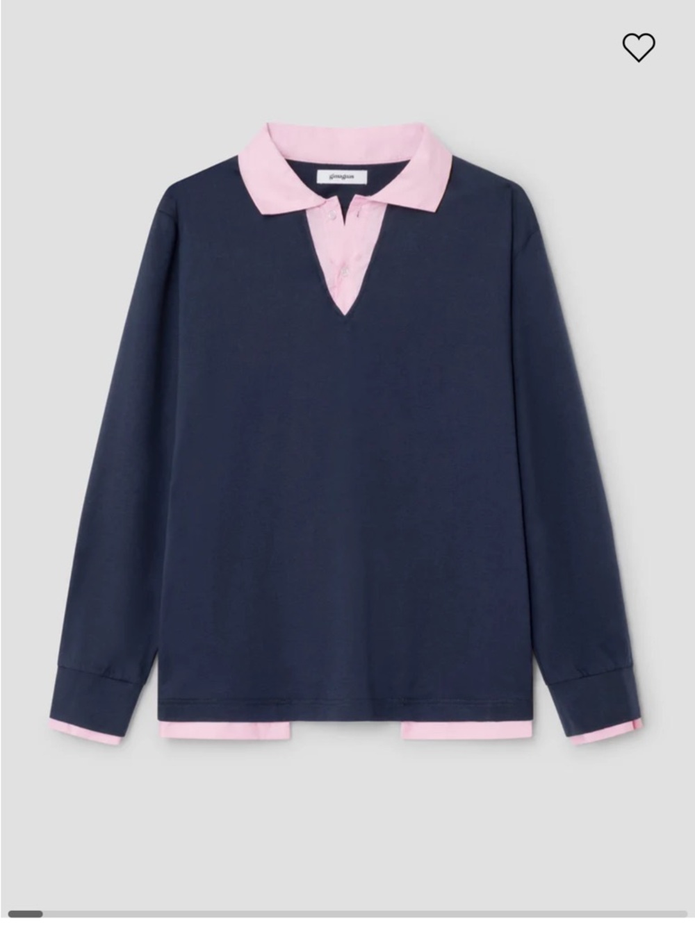 Gimaguas Lois polo Navy and pink navy polo shirt with faux layered effect unisex